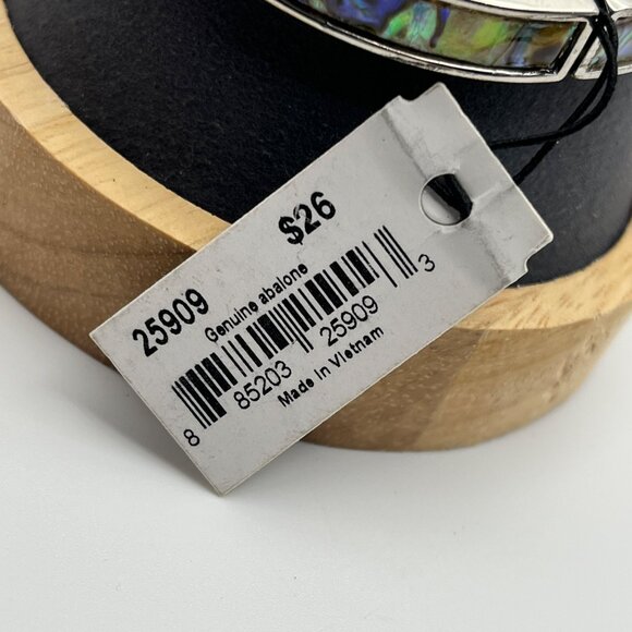 VTG Cookie Lee Abalone Shell &‎ Silver-Tone Stretch Bracelet NEW - Picture 5 of 8